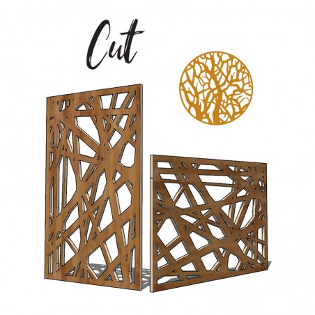 Claustra Cut, décoratif ajouré sur mesure pour clôture extérieur en PVC ou Dibond ou cloison intérieure en bois