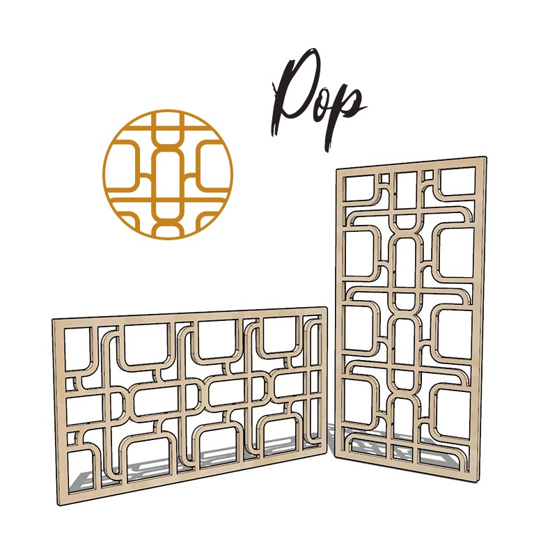 Claustra Pop décoratif ajouré sur mesure pour clôture extérieur en PVC ou Dibond ou cloison intérieure en bois