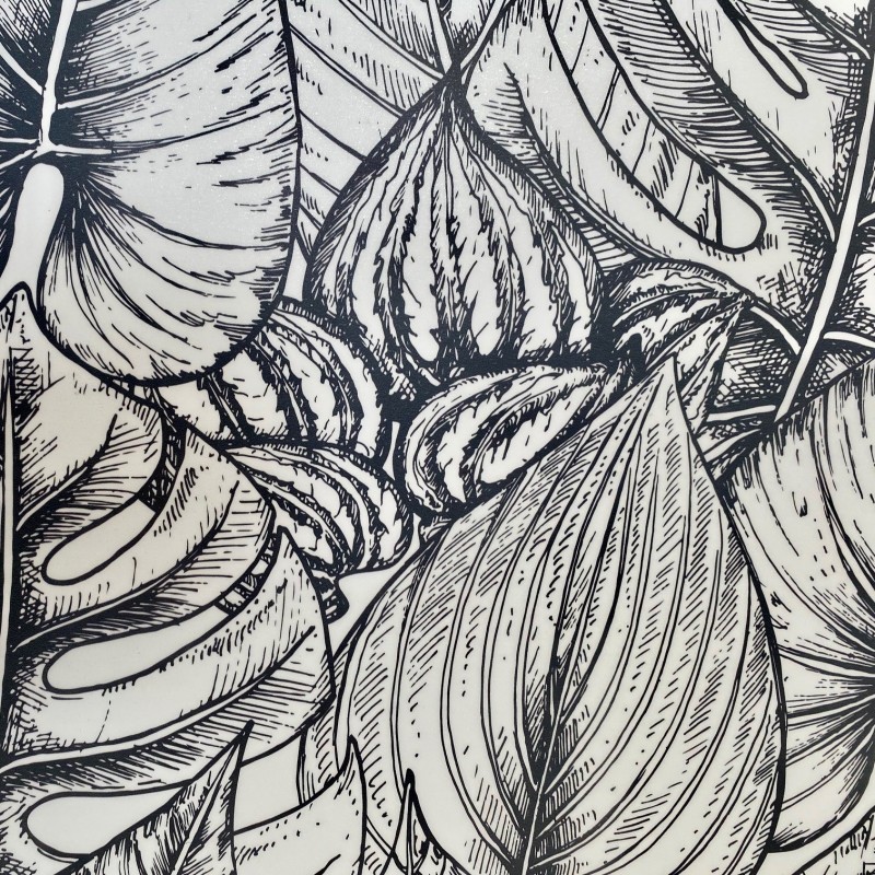 Crédence Salle de bain Feuilles dessinées Mat