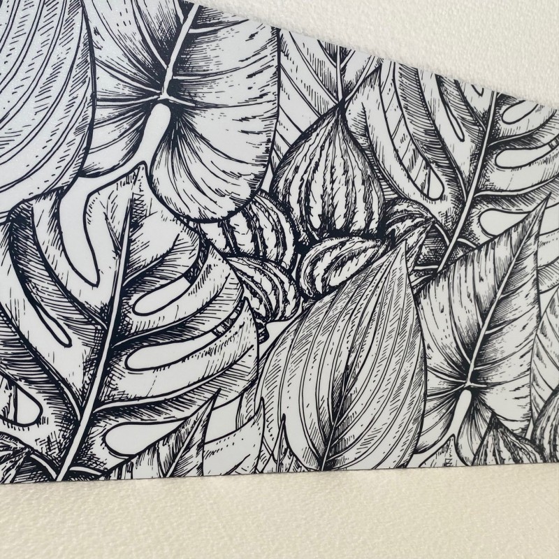 Crédence Salle de bain Feuilles dessinées Mat