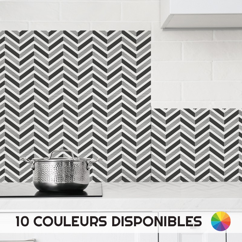 Crédences Cuisine déco motif Chevrons  Rayés sur mesure