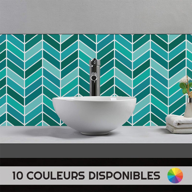 Crédence déco salle de bain vasque motif Carreaux Chevrons