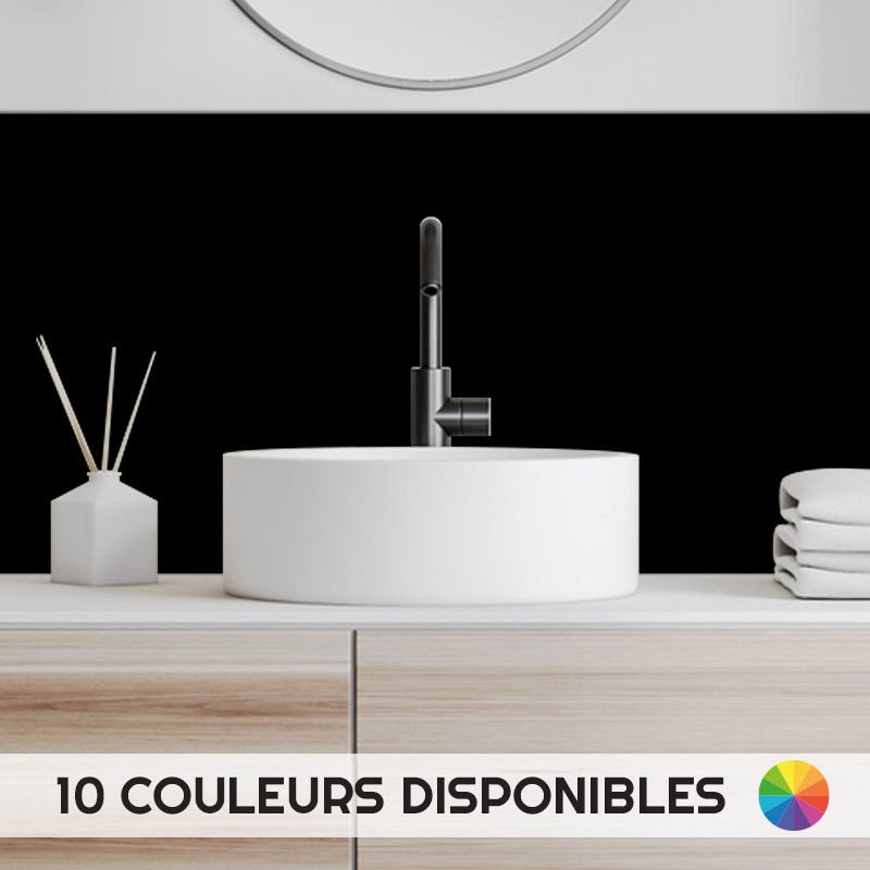 Crédence déco salle de bain vasque motif uni noir