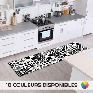 Tapis déco imprimé effet carreaux de ciment