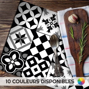 Set de Table imprimé motifs Carreaux de ciment décoration maison salle à manger et cuisine