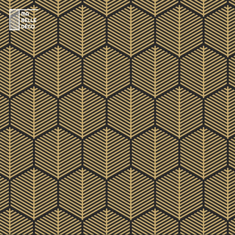 Tapis déco PVC Noir et Or Art déco