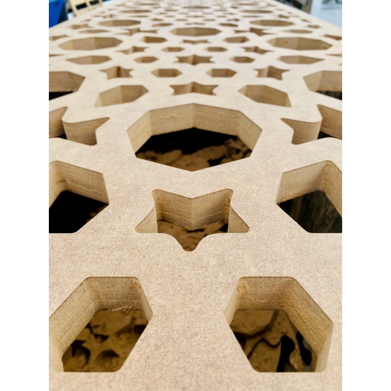 Porte Coulissante déco en Claustra motif Étoiles orientales en MDF