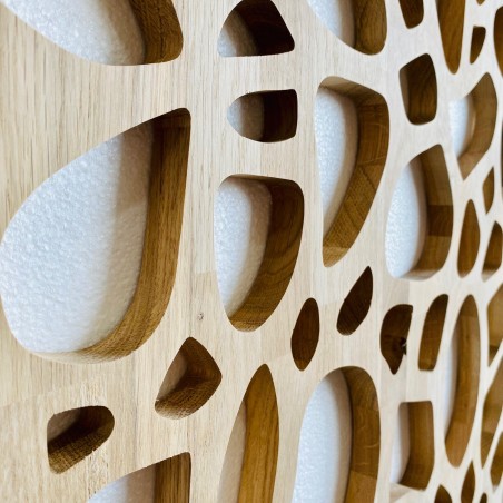 Claustra motifs pierre décoratif ajouré sur mesure cloison intérieure en bois