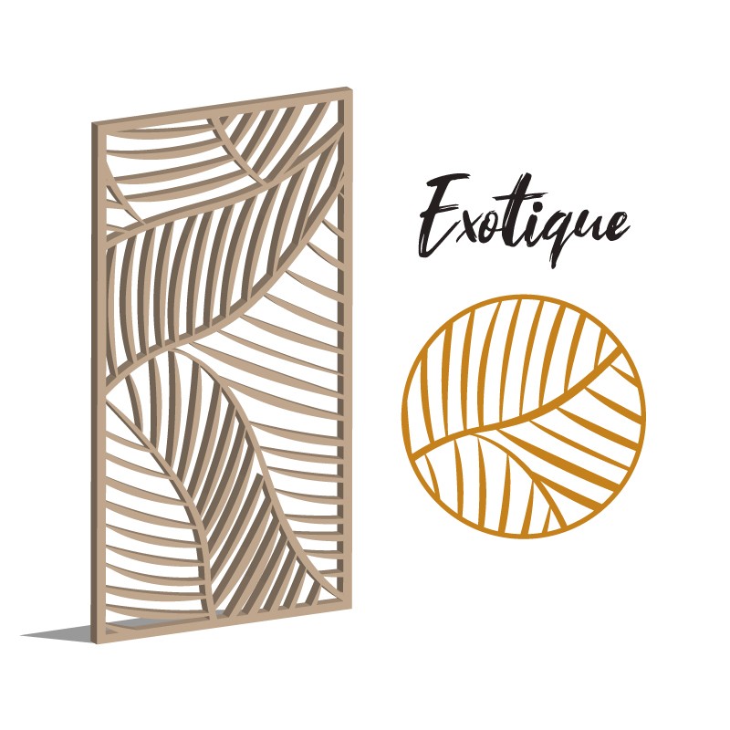 Claustra Exotique décoratif ajouré sur mesure pour clôture extérieur en PVC ou Dibond ou cloison intérieure en bois