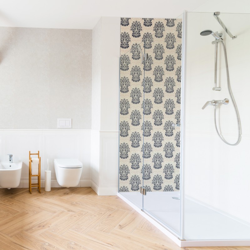 Crédence déco salle de bain panneau de douche motif baroque