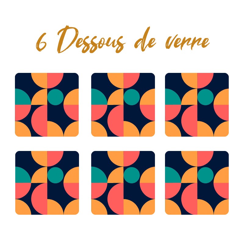 6 dessous de verre au motif Bauhaus