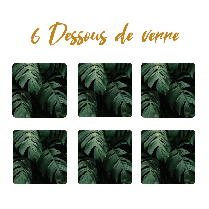 6 dessous de verre au motif Feuilles
