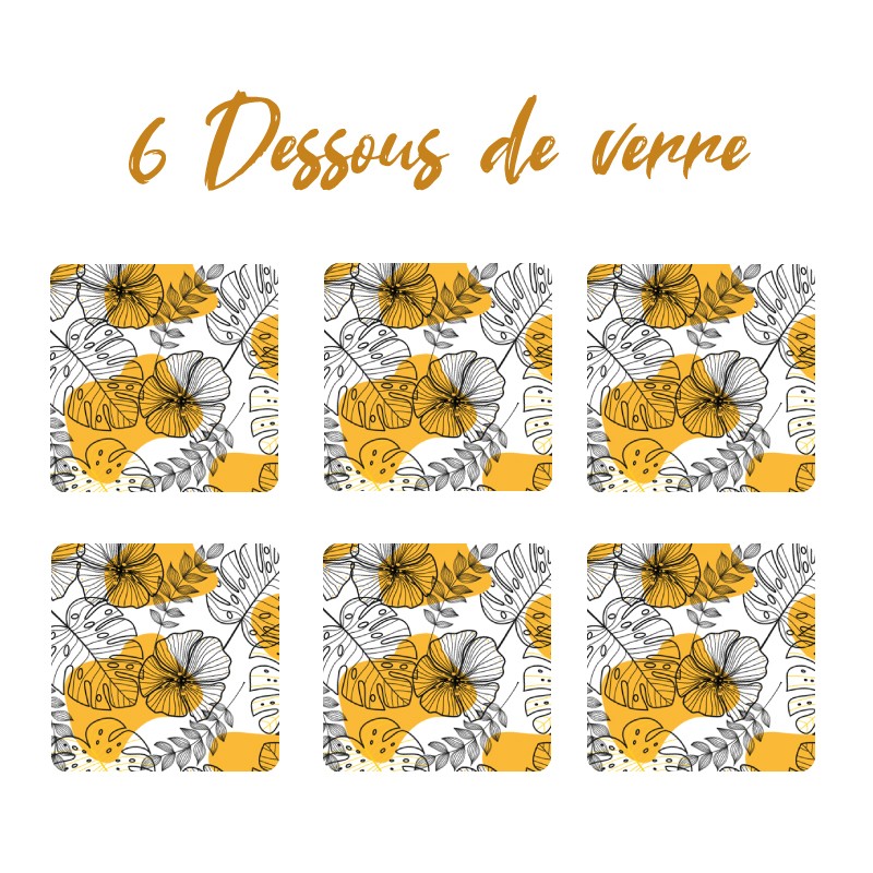 6 dessous de verre au motif Plantes