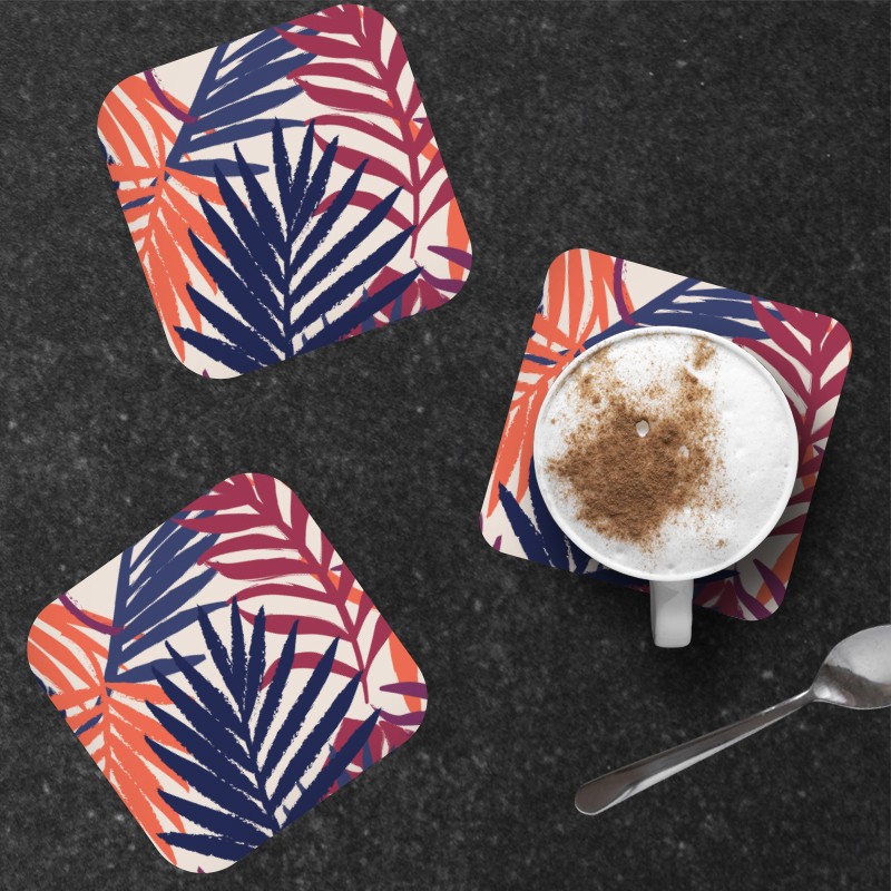 6 dessous de verre au motif Jungle coloré