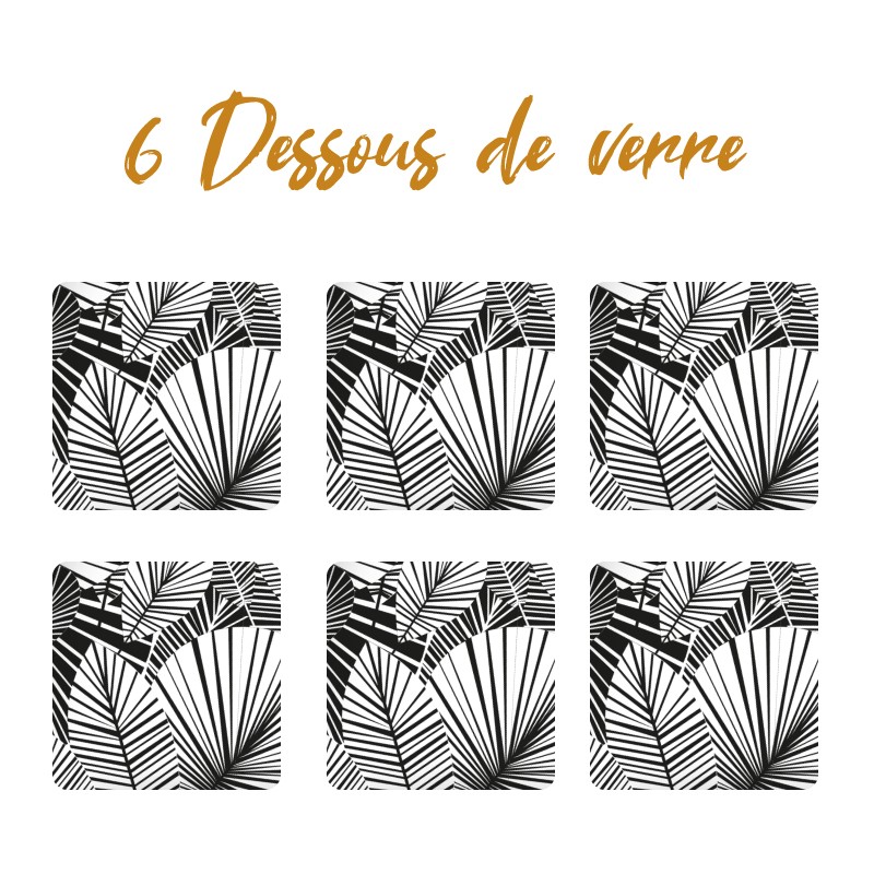 6 dessous de verre Jungle graphique