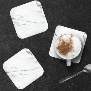 6 dessous de verre Marbre blanc