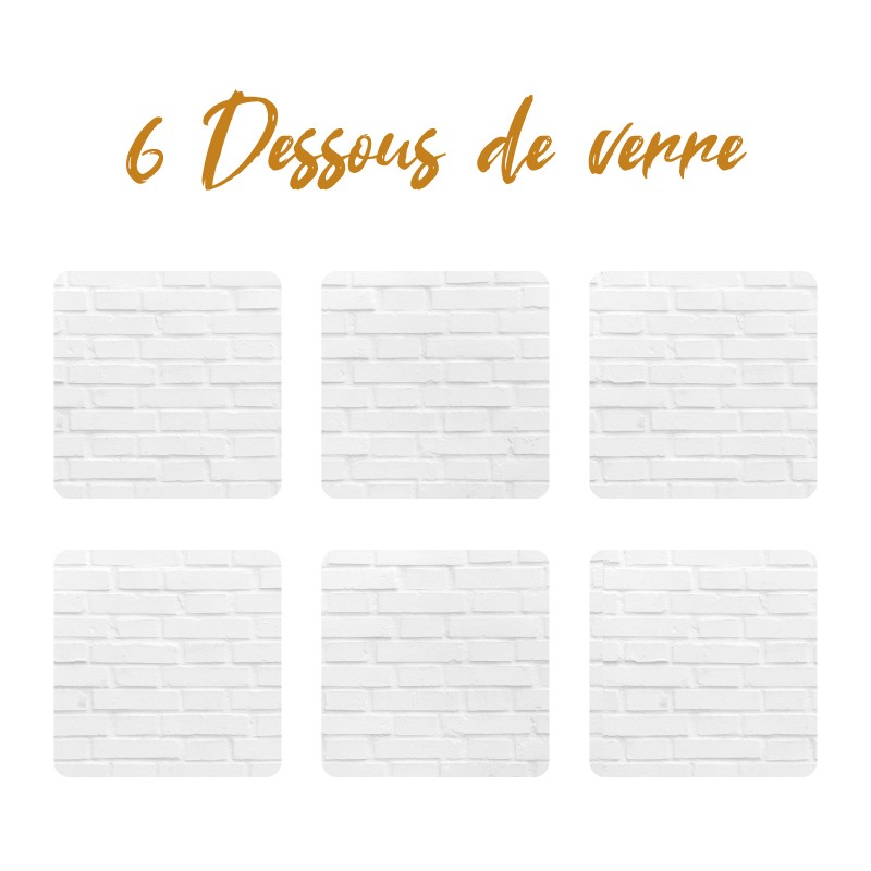 6 dessous de verre Brique blanche
