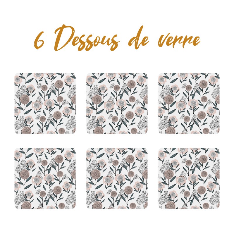 6 dessous de verre Fleurs abstraites