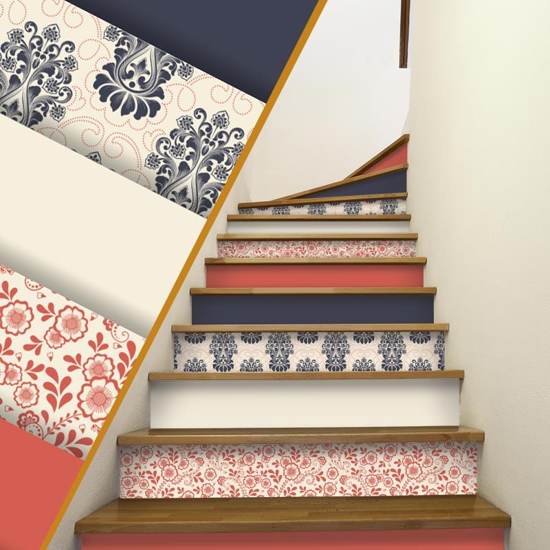 Contremarches escalier Motifs Baroque décoration intérieur maison