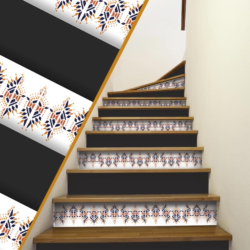 Contremarches escalier Motifs Aztec décoration intérieur maison