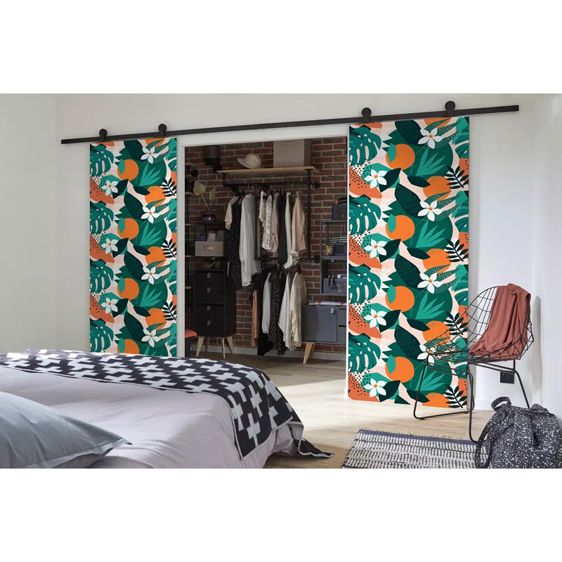 Double Porte Coulissante en bois recouvert d'un motifs Oranger