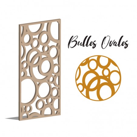 Claustra Bulles ovales panneau décoratif ajouré sur mesure pour clôture extérieur en PVC ou Dibond ou cloison intérieur en bois