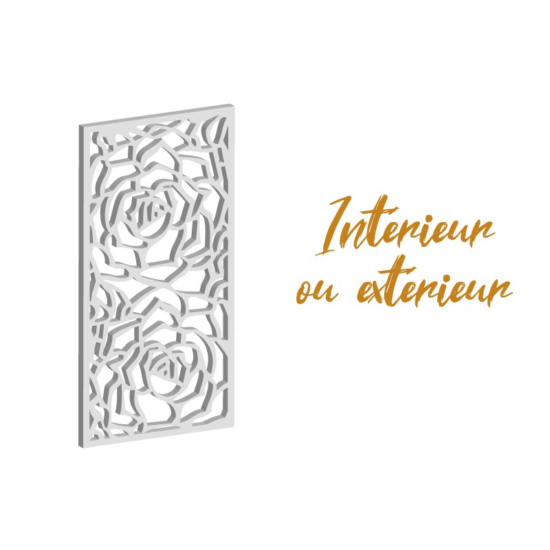 Claustra Rose panneau décoratif ajouré sur mesure pour clôture extérieur en PVC ou Dibond ou cloison intérieure en bois