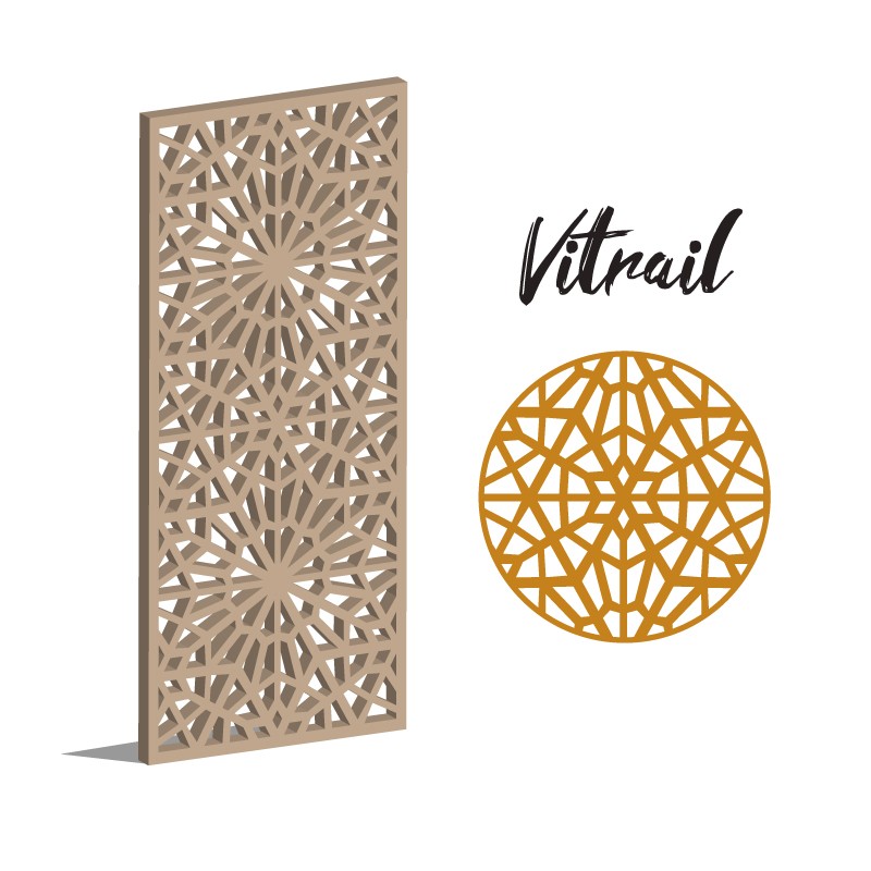 Claustra Vitrail panneau décoratif ajouré sur mesure pour clôture extérieur en PVC ou Dibond ou cloison intérieure en bois