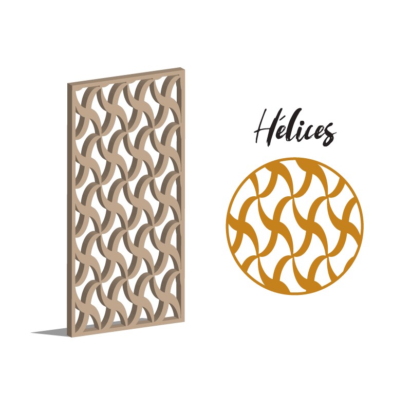Claustra Hélice panneau décoratif ajouré sur mesure pour clôture extérieur en PVC ou Dibond ou cloison intérieur en bois