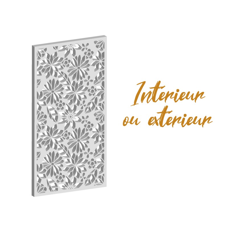 Claustra Fleurs panneau décoratif ajouré sur mesure pour clôture extérieur ou cloison intérieure en bois