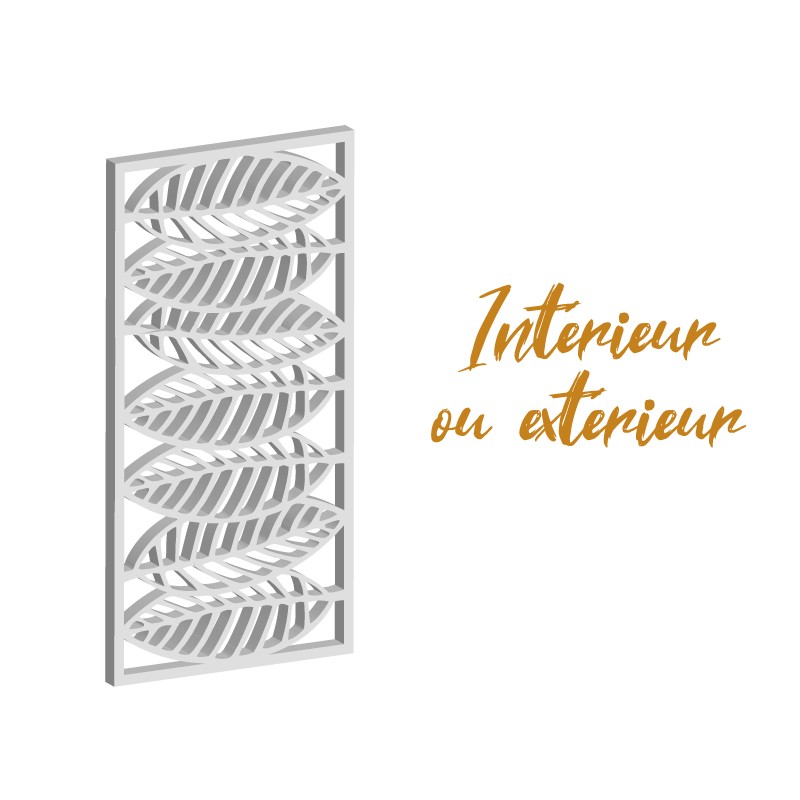 Claustra feuilles tropicales panneau décoratif ajouré sur mesure pour clôture extérieur ou cloison intérieur en bois