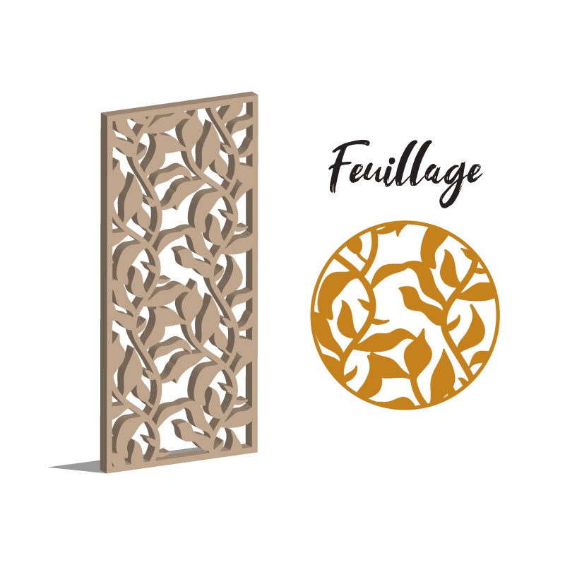 Claustra feuillage panneau décoratif ajouré sur mesure pour clôture extérieur en PVC ou Dibond ou cloison intérieur en bois