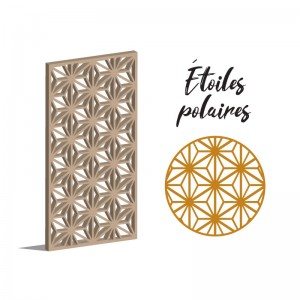 Claustra étoiles polaires panneau décoratif ajouré sur mesure pour clôture extérieur ou cloison intérieur en bois