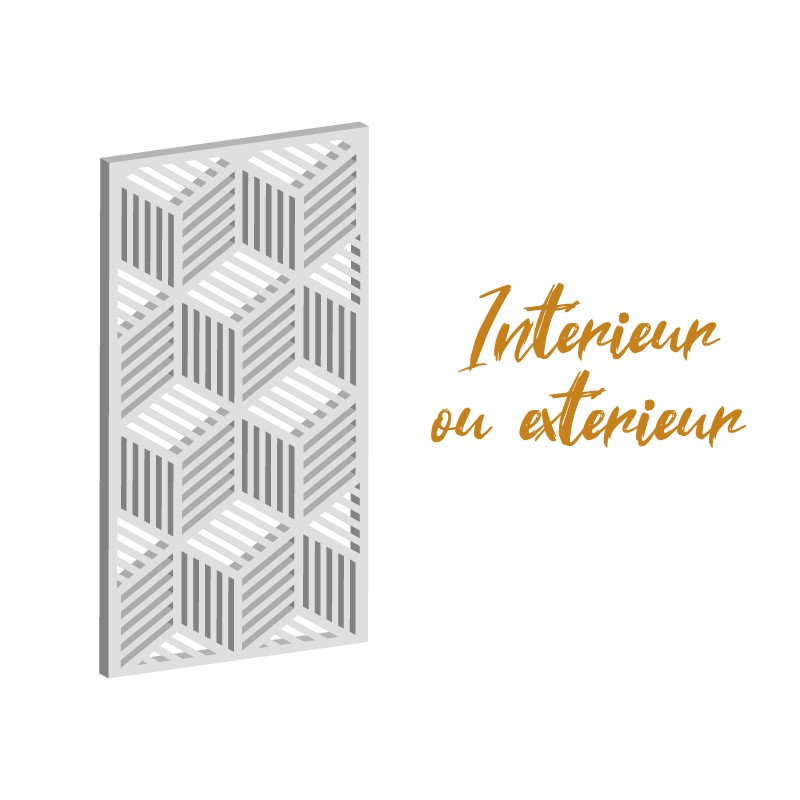 Claustra cubes panneau décoratif ajouré sur mesure pour clôture extérieur ou cloison intérieure en bois