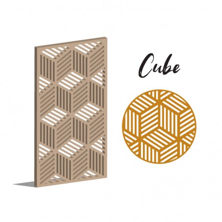 Claustra cubes panneau décoratif ajouré sur mesure pour clôture extérieur ou cloison intérieure en bois