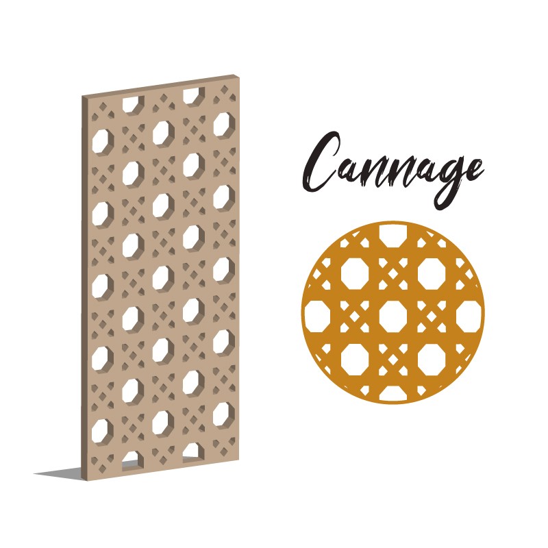 Claustra cannage panneau décoratif ajouré sur mesure pour clôture extérieur ou cloison intérieur en bois