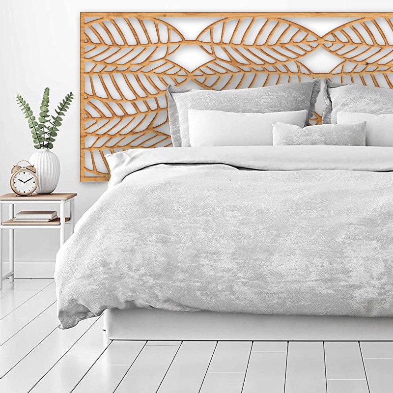 Tête de Lit Claustras bois Feuilles tropicales