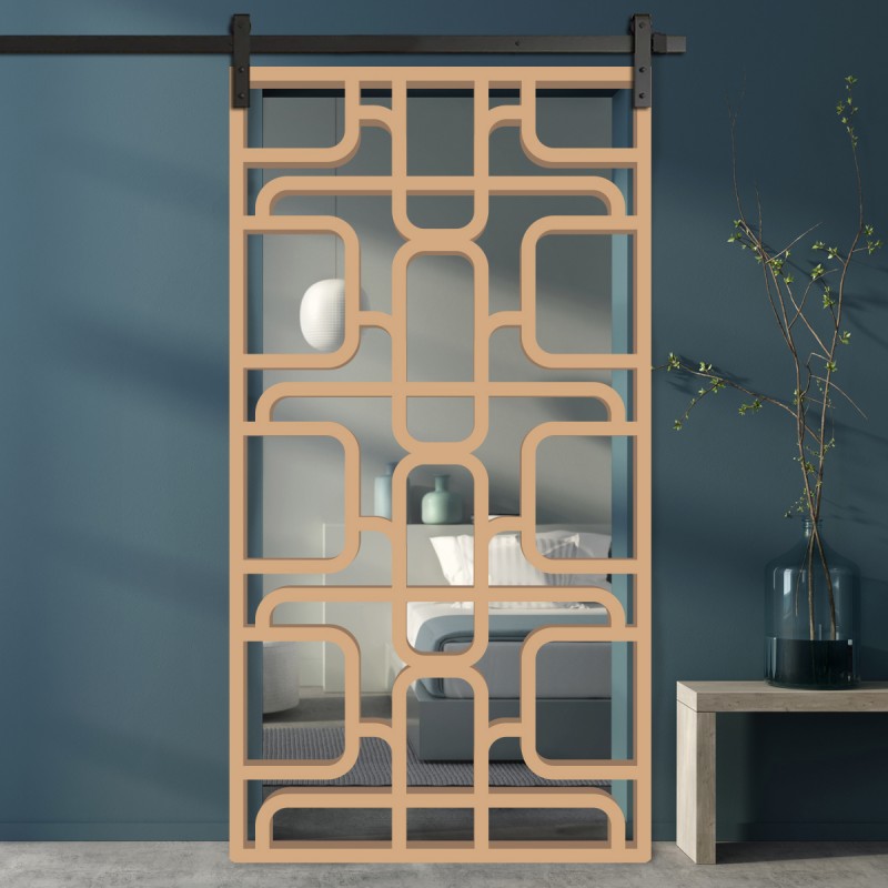 Porte Coulissante en Claustra bois motif Pop