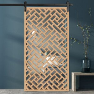 Porte Coulissante en Claustra bois motif Briquette