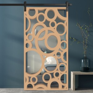 Porte Coulissante déco en Claustra motif Bulles Ovales en bois