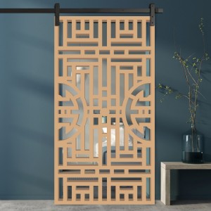 Porte Coulissante déco en Claustra motif Impérial en bois