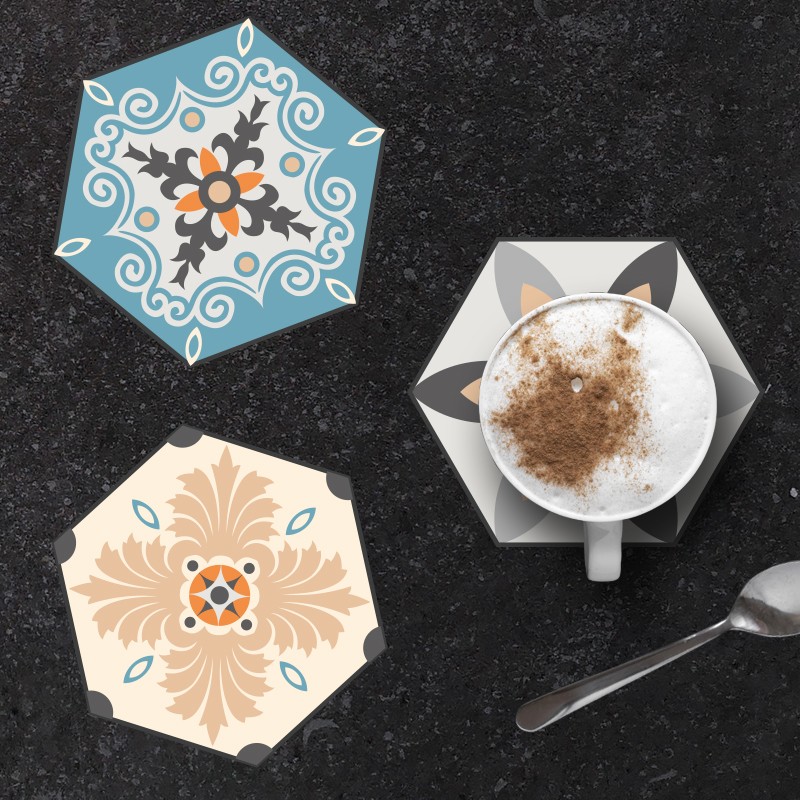 6 dessous de verre Carreaux de ciment colorés