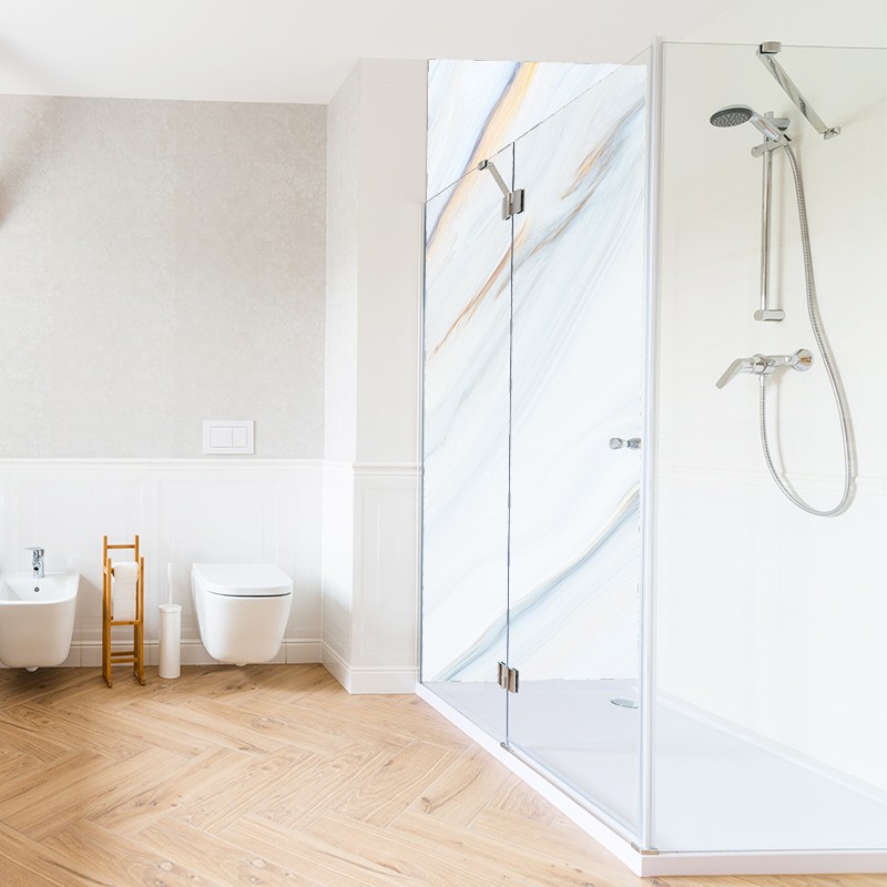 Crédence déco salle de bain panneau de douche motif Marbre Coloré