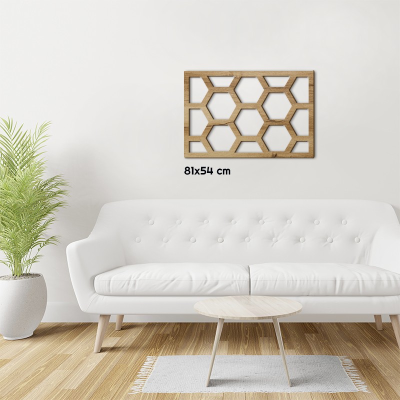 Tableau en bois déco intérieur murale Claustra nid d'Abeille