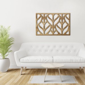 Tableau en bois déco intérieur murale Claustra Feuilles