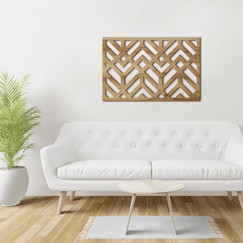 Tableau en bois déco intérieur murale Claustra Feuille géométrique