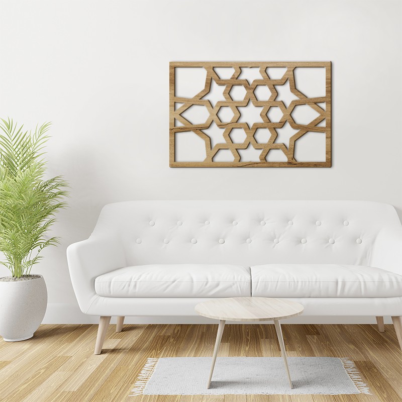 Tableau en bois déco intérieur murale Claustra Étoile orientale