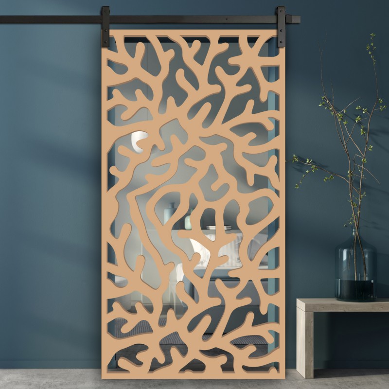 Porte Coulissante de décoration en Claustra bois Corail