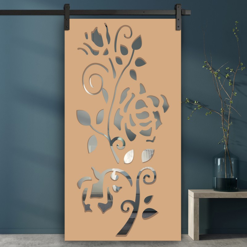 Porte Coulissante de décoration en Claustra en bois Rose