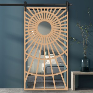 Porte Coulissante en Claustra bois motif Rayon